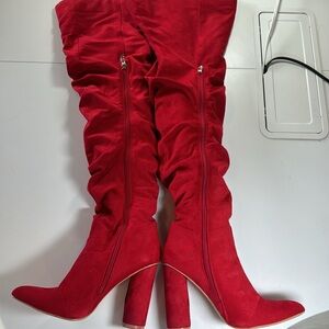 Elegant Red Over the Knee Boots